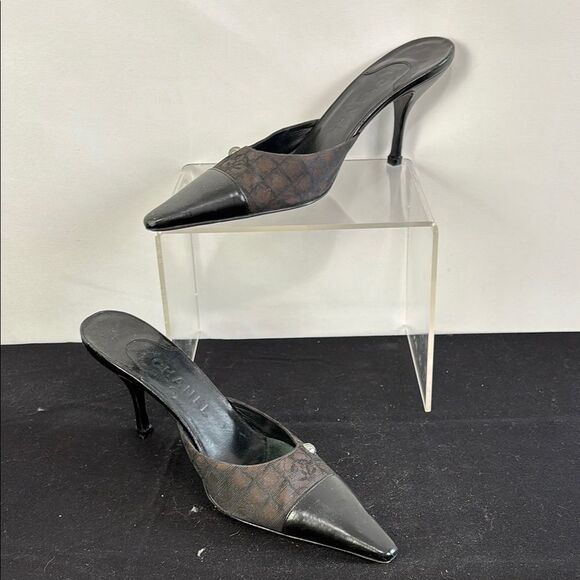 Chanel Brown Logo Mules